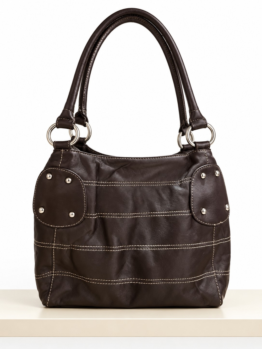Charcoal Black Faux Leather Shoulder Bag